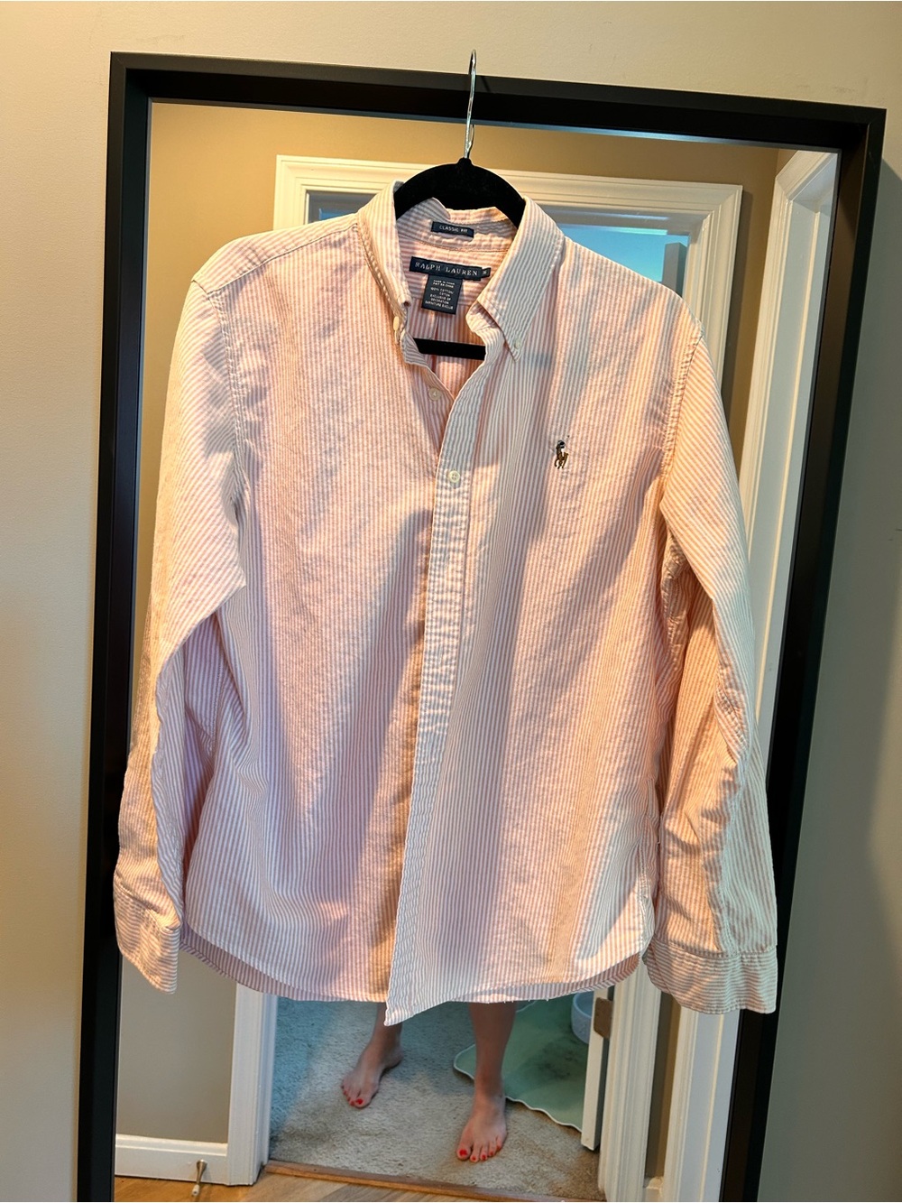Ralph Lauren Light Pink Stripe Button-Down Shirt Classic Fit